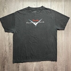 Fender Custom Shop Graphic T-Shirt Mens XL Black Short Sleeve Y2K Cotton Tee